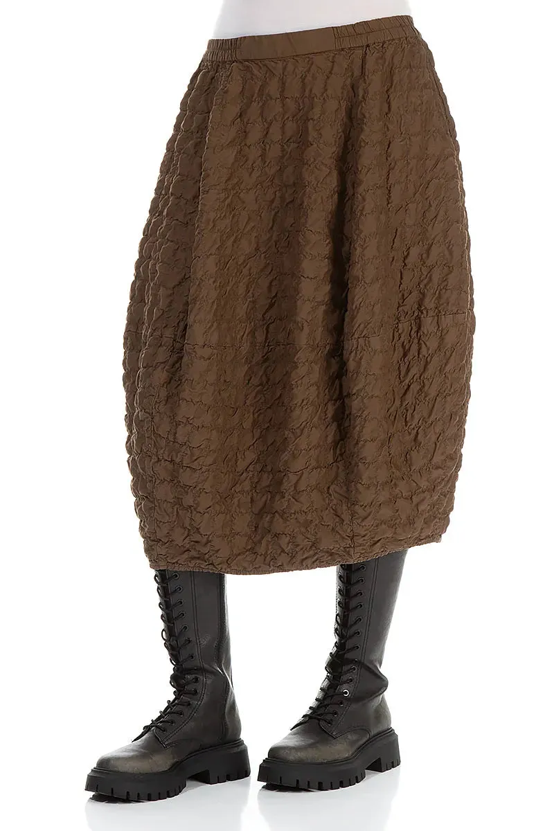 Graceful Look Easy Style Balloon Pleated Aged Copper Silk Bamboo Skirt