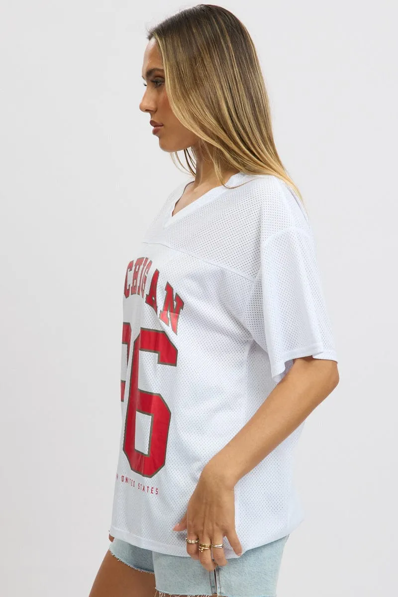 Button Down Lightweight Construction White Sports Tee Short Sleeve