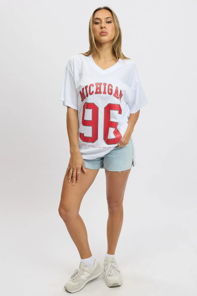 sporty wear Fashion Essential White Sports Tee Short Sleeve
