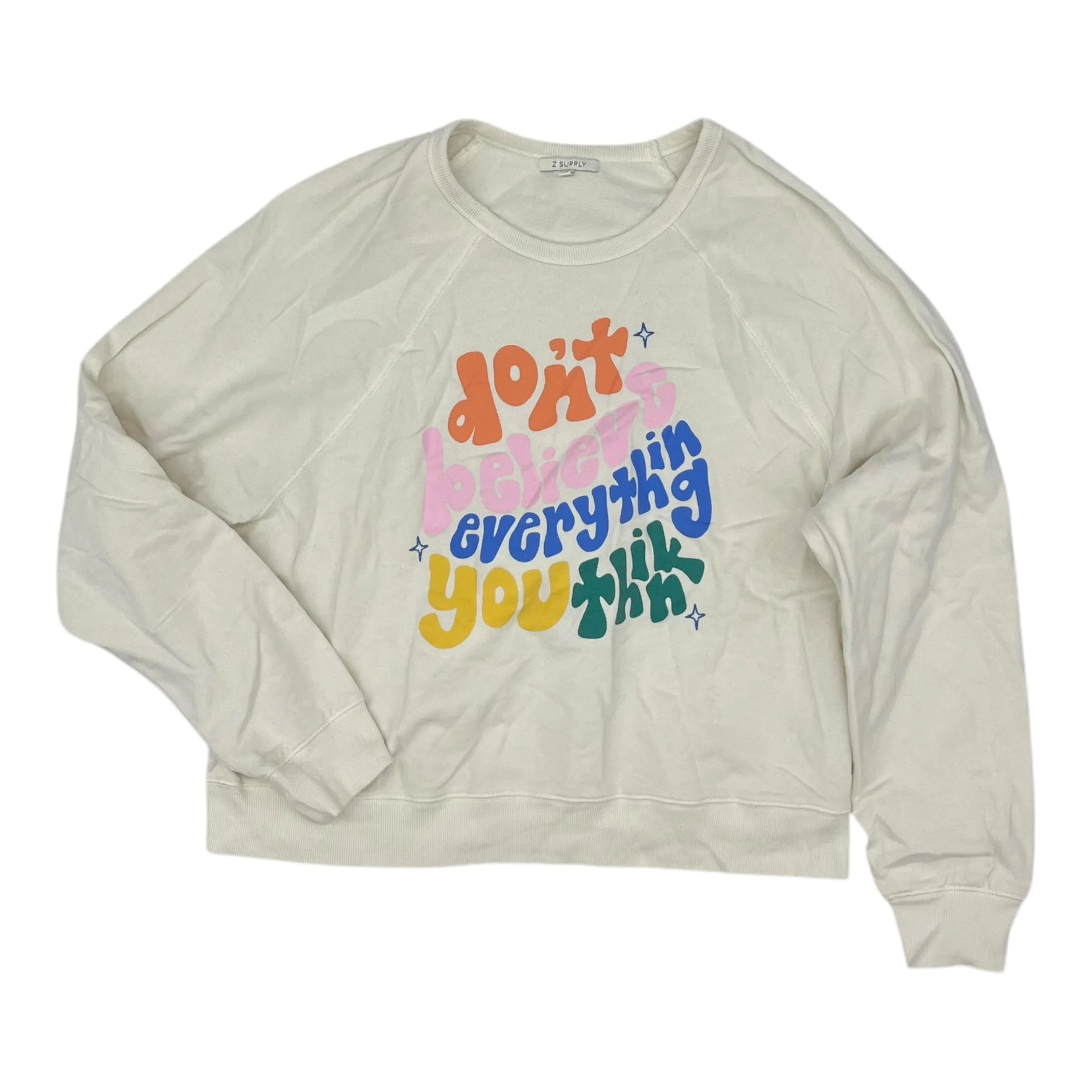 Breathable Lamination Sweatshirt Crewneck By Z Supply In Cream, Size:L