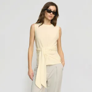Winter Wearable Chilly Layer Rois Tie-Front Linen-Cotton Top