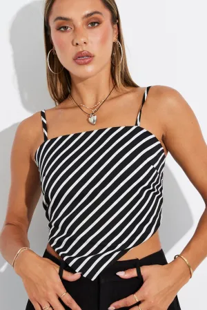 Neo Mode Black Stripe Scarf Cami Top Singlet