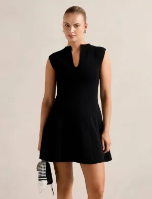 Katerina Crepe Knit Mini Dress Keyhole Neckline Style