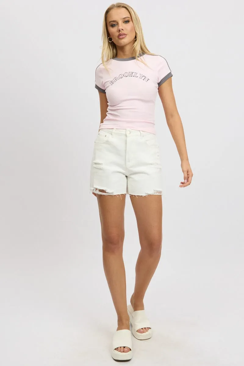 Pink Graphic Tee Short Sleeve Seasonal Trend