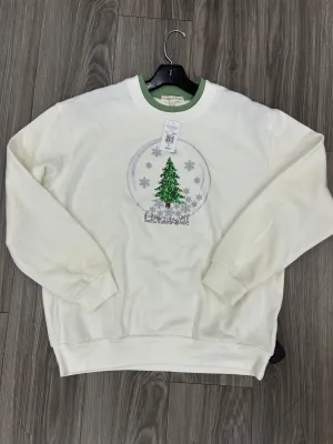 TensionAdjustedWaistband MultiPanelDesign Sweatshirt Crewneck By Clothes Mentor In Green & White, Size: M