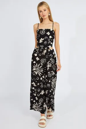 Relaxed Jeans Black Abstract Scarf Cami Top Singlet