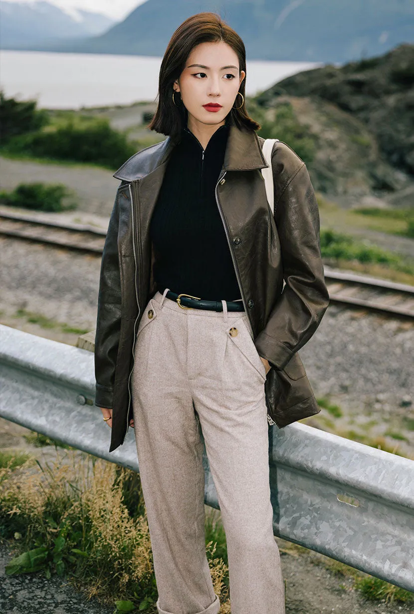 Summer Ready Casual Look Reign Wool Pants - Oatmeal