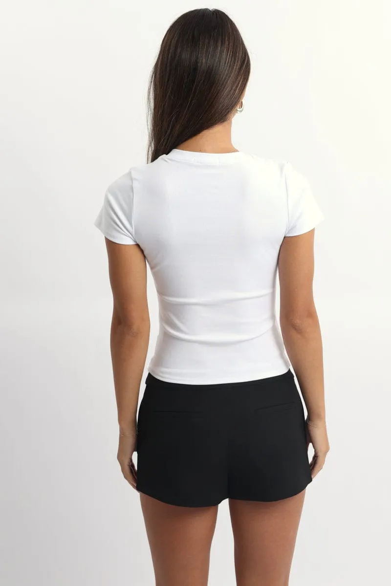 White Graphic Tee Short Sleeve Garment Dyed Finish Anti Bacterial Treatment