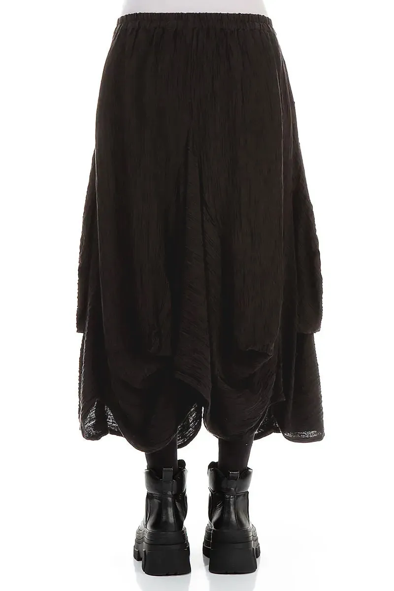 raw hem Collaboration Piece Draped Black Crinkled Silk Skirt