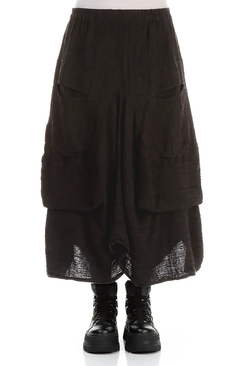 Street Ready hypoallergenic material Draped Black Crinkled Silk Skirt