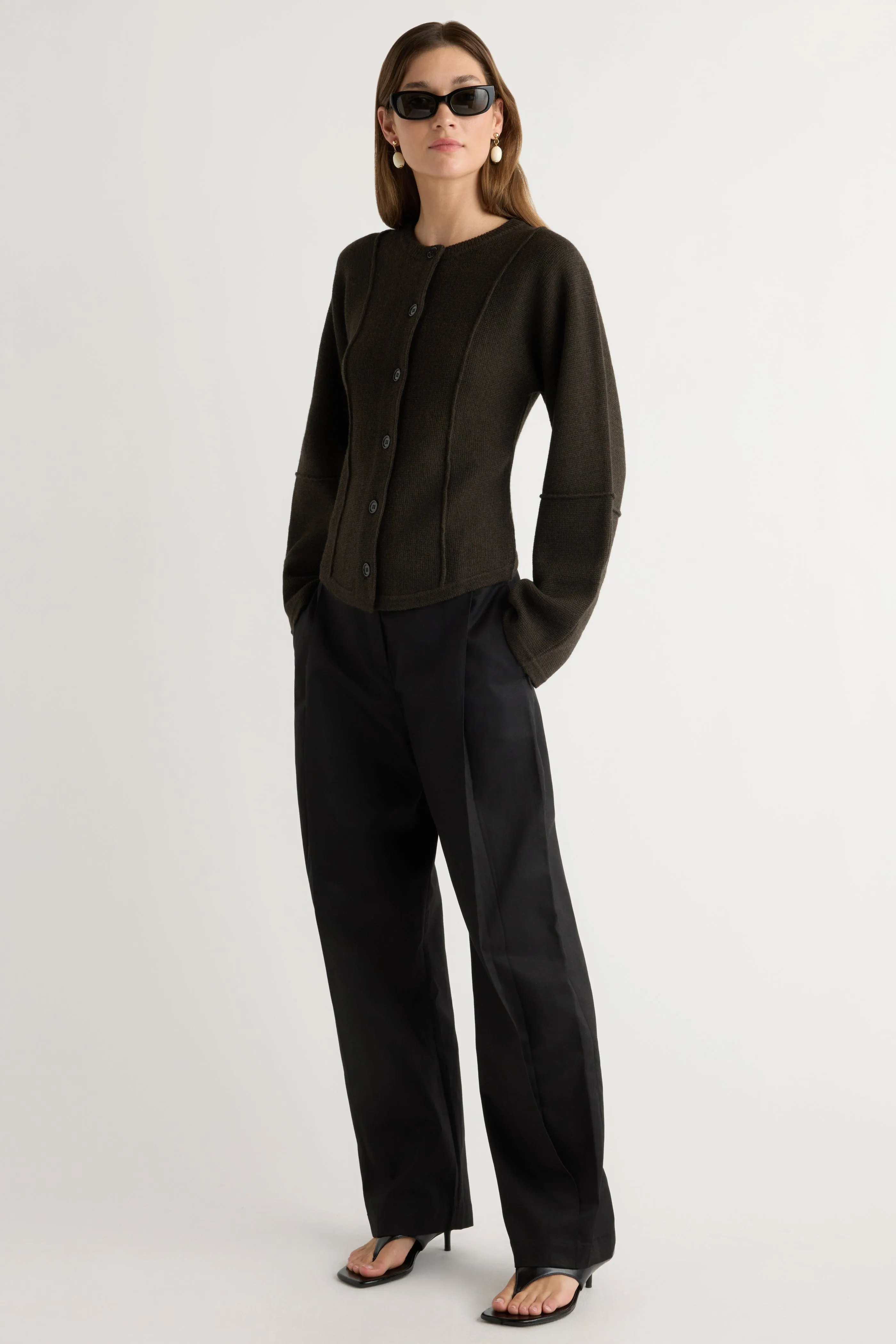 Wren Exposed-Seam Cardigan Windproof Weave