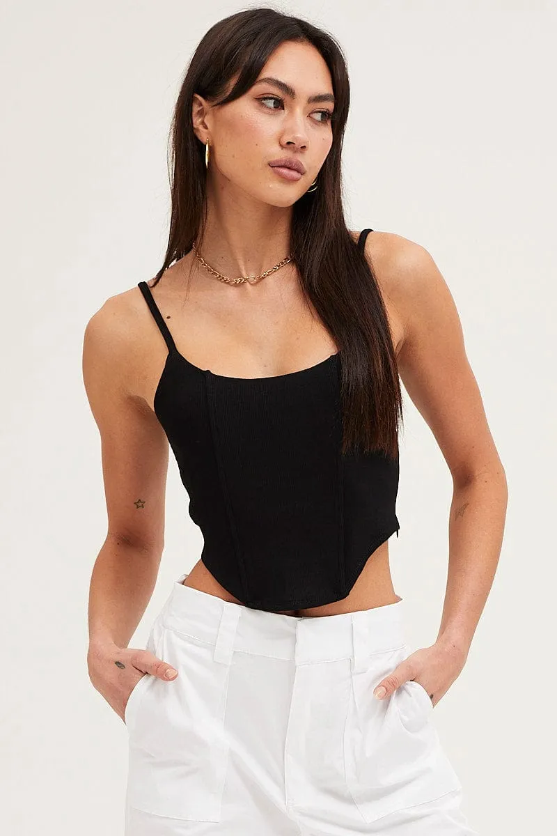 Black Rib Singlet Round Neck Energy Ease Sporty Shorts