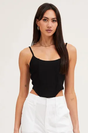 Black Rib Singlet Round Neck All-Day Fit premium fabric