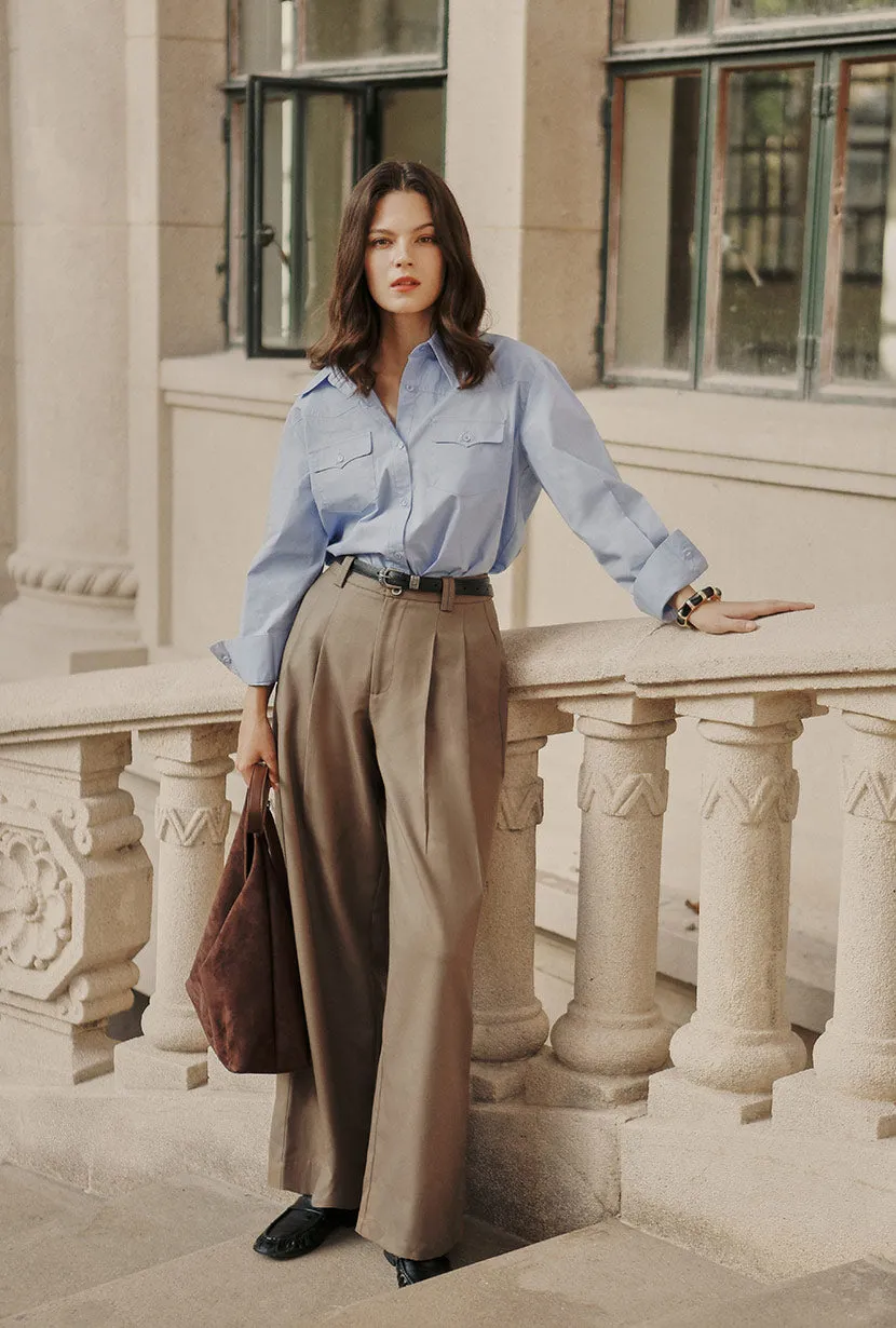 Carlo Wool Blend Wide Pants - Camel Comfortable Jacket