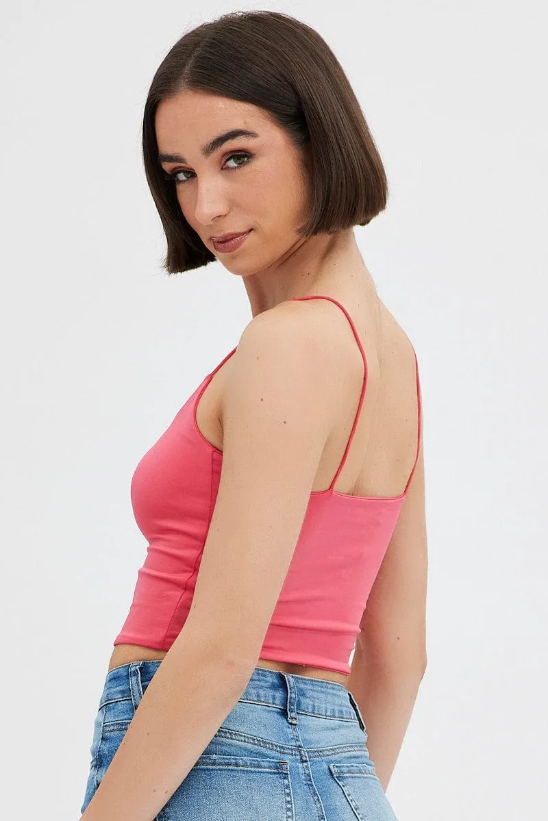 Red Crop Singlet Top french chic Comfortable Style