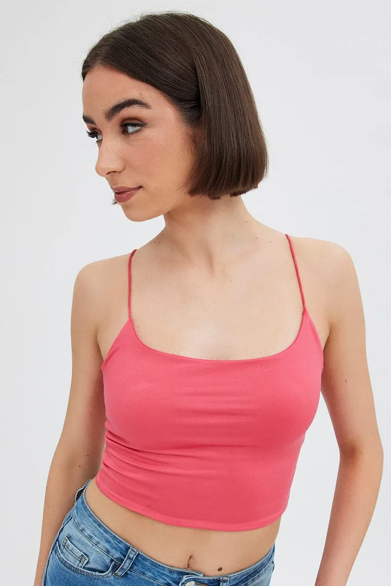 Red Crop Singlet Top Game Day