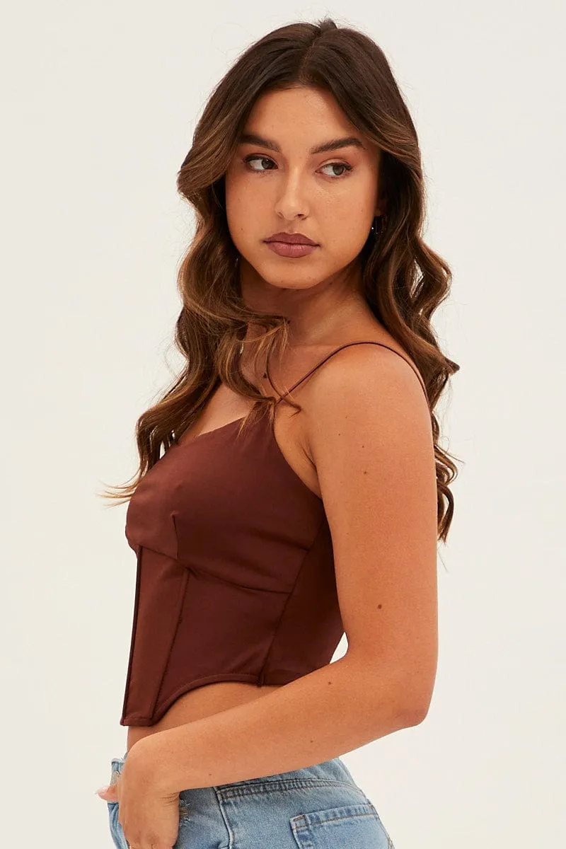 Brown Corset Top Strappy Soul Ease