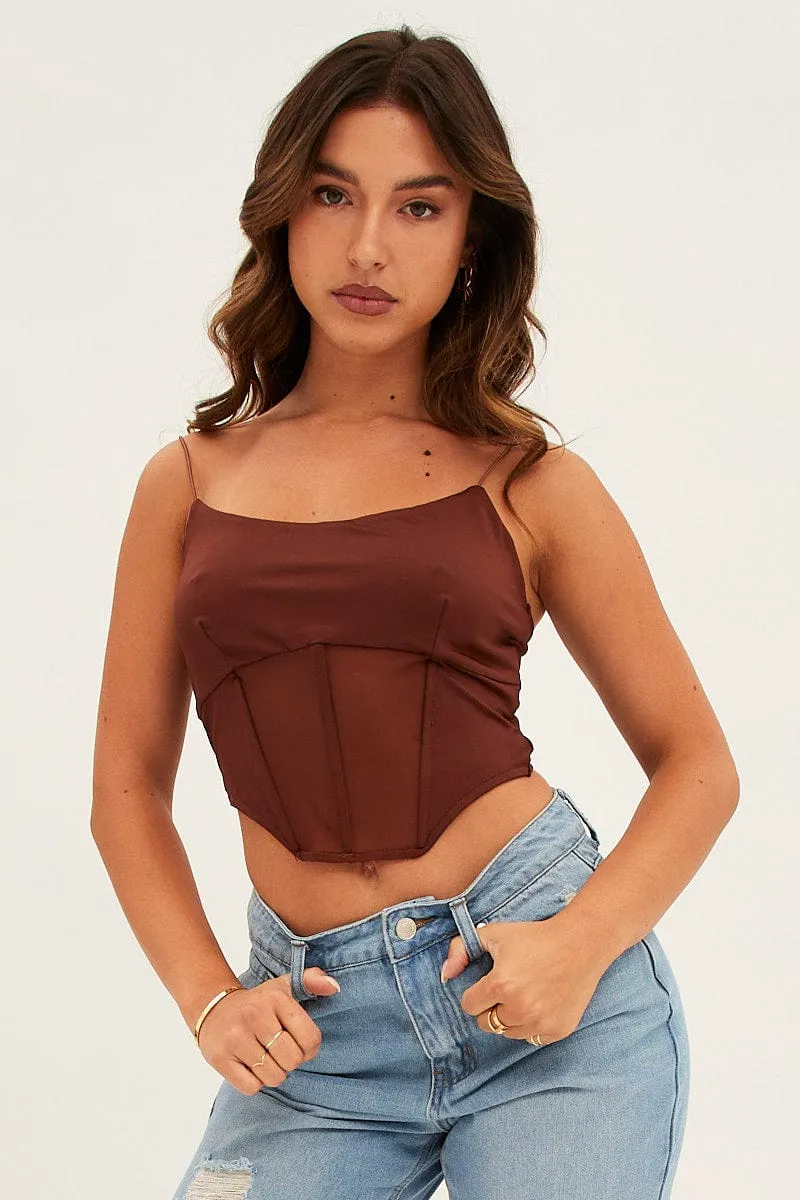 FlexFitTechnology Brown Corset Top Strappy