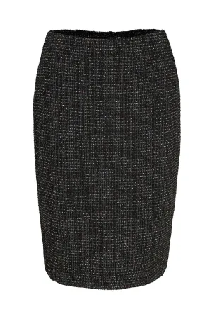 Neat Mood Minimalist Style Parisienne Look pull on Skirt | BLACK MULTI | 8183ZR