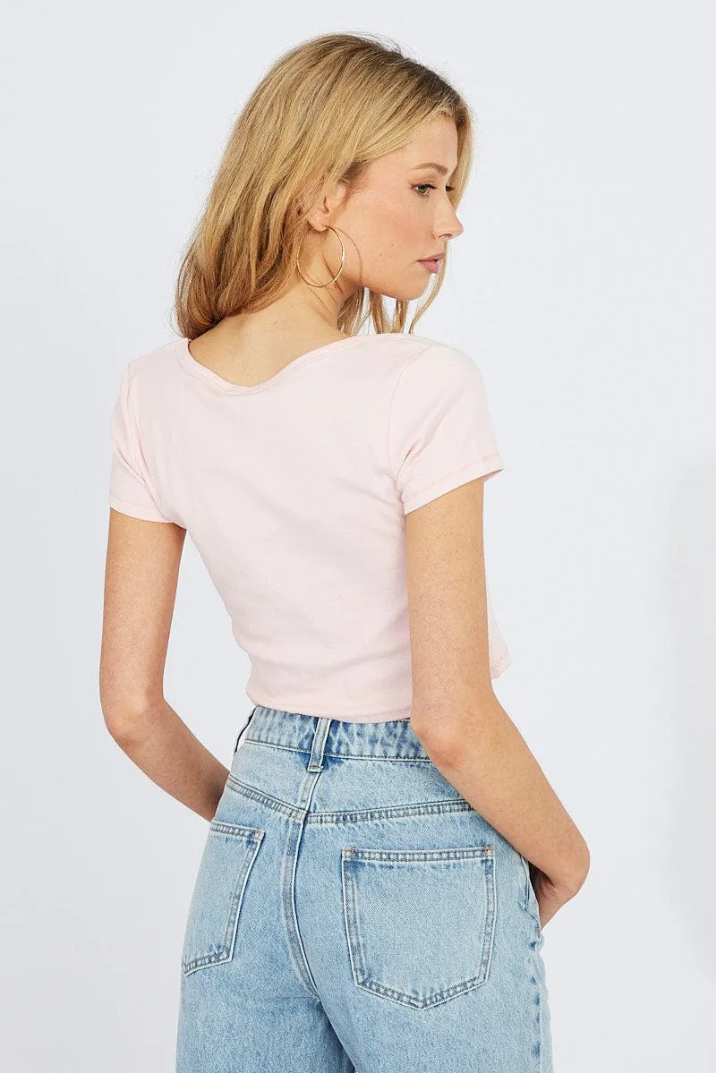Weather Guard Pink T-Shirt Short Sleeve Scoop Neck