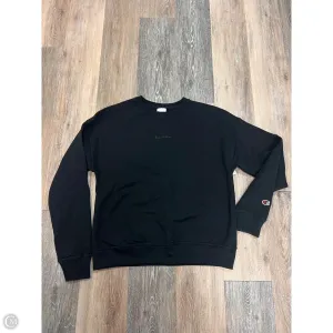 Athletic Sweatshirt Crewneck By Champion In Black, Size: S DoubleLayeredHem Adjustable Straps