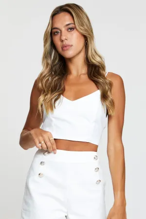 White Crop Top Sleeveless V-Neck Cozy Layer