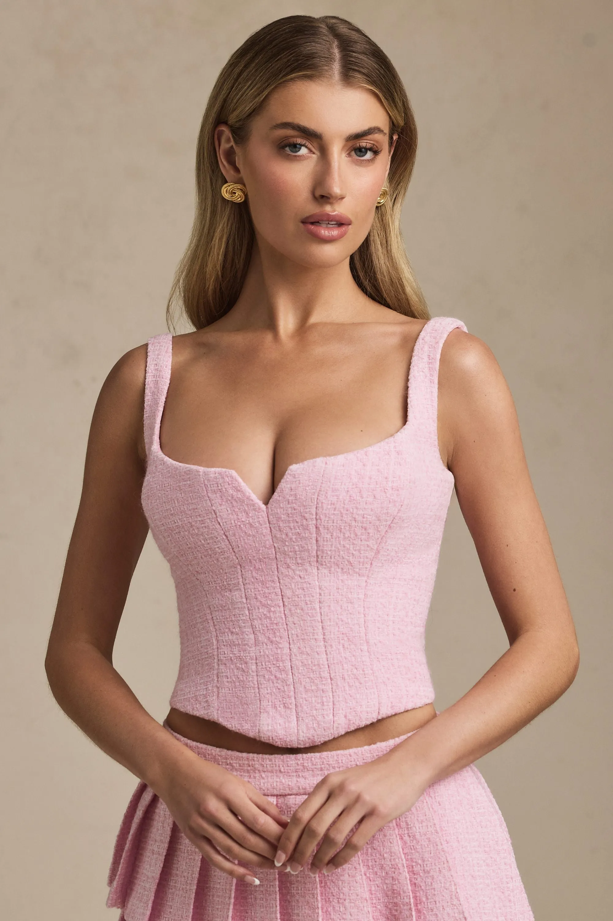 Photo Fit Lace-Up Corset Top in Soft Pink