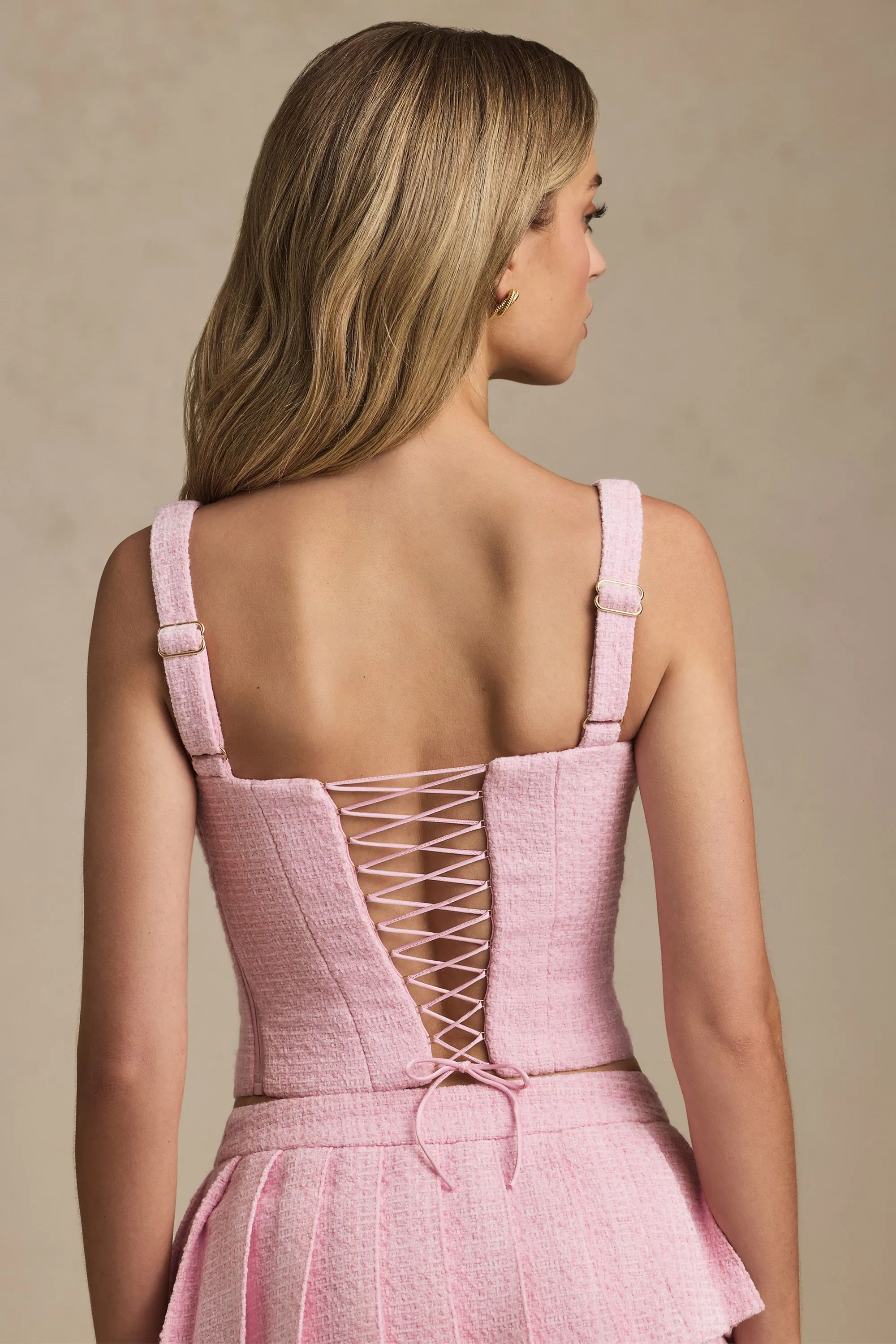 Ice Fit Summer Ready Lace-Up Corset Top in Soft Pink