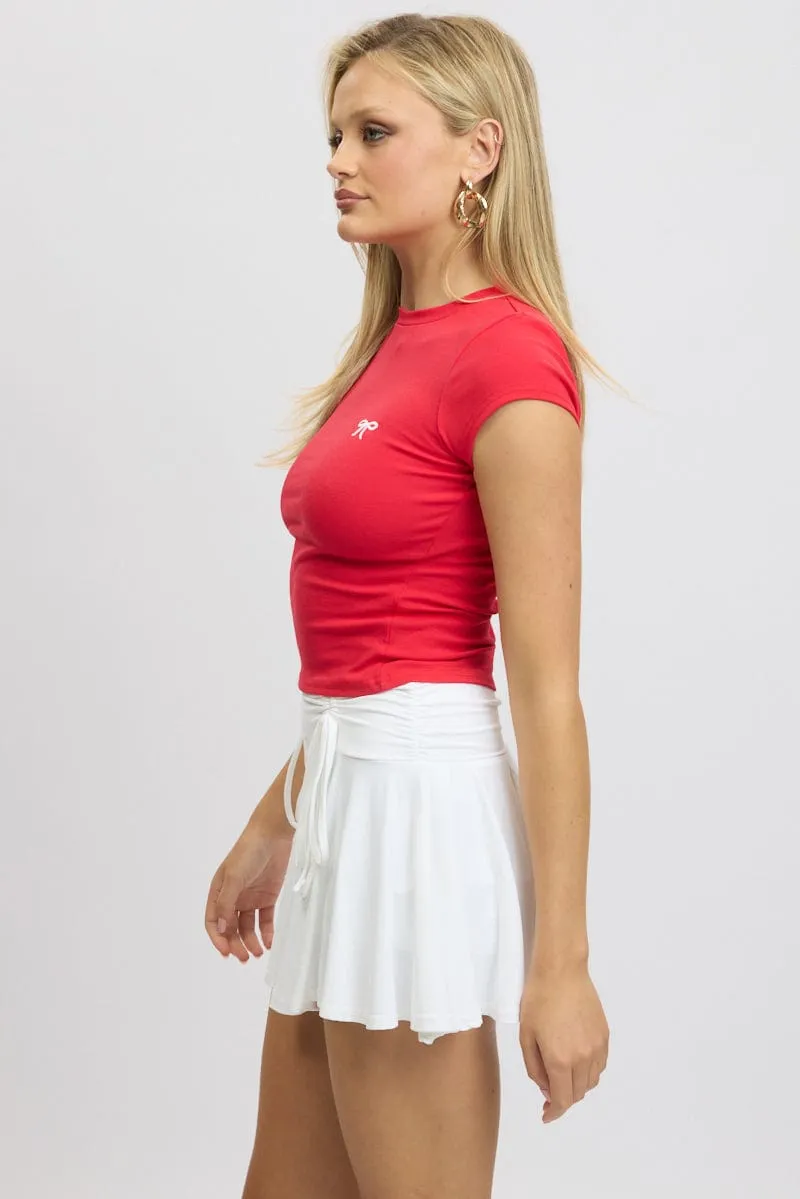 Red Graphic Tee Short Sleeve Layering Comfort Wear