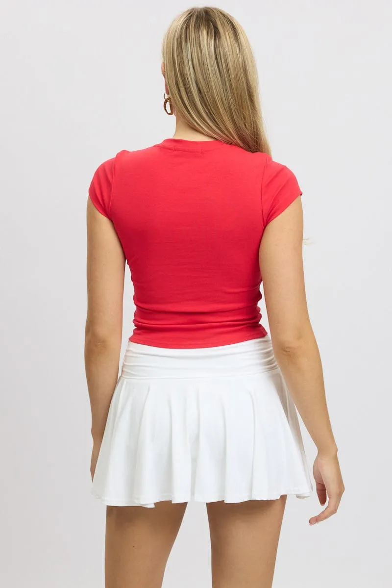 Red Graphic Tee Short Sleeve Bohemian style