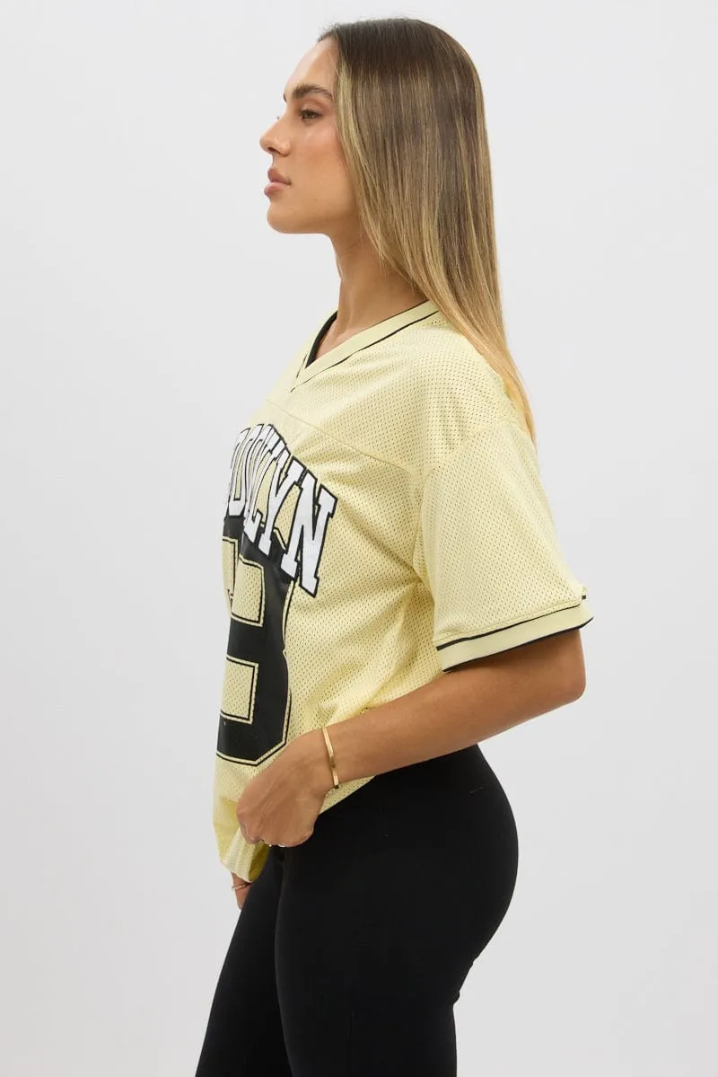 Regular fit normality Relax Style Trend Yellow Sport Tee Short Sleeve