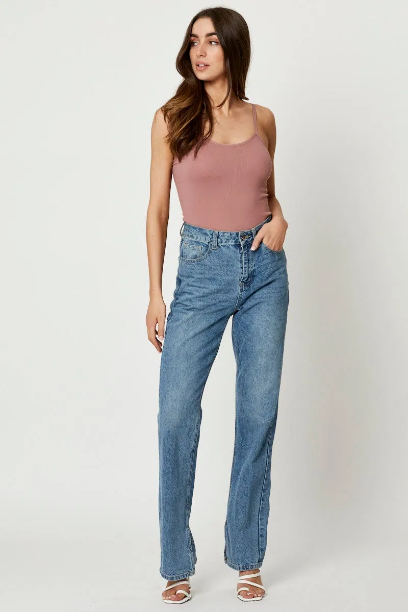 Purple Singlet Top Round Neck Seamless Soft Pants Dad Core