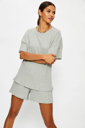 Virtual Mode Stripe T Shirt And Short Lounge Set