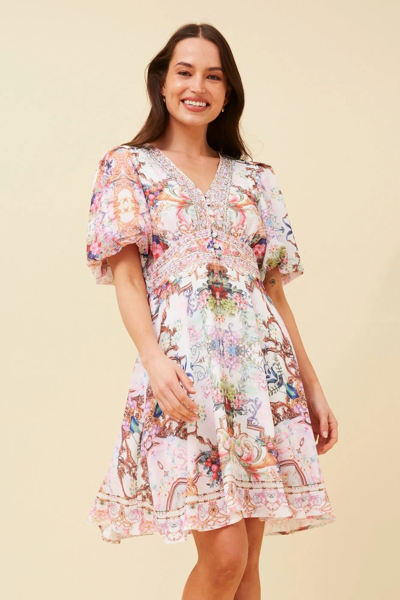 RHYS ARABESQUE PRINT DRESS LightweightKnit Casual Trend