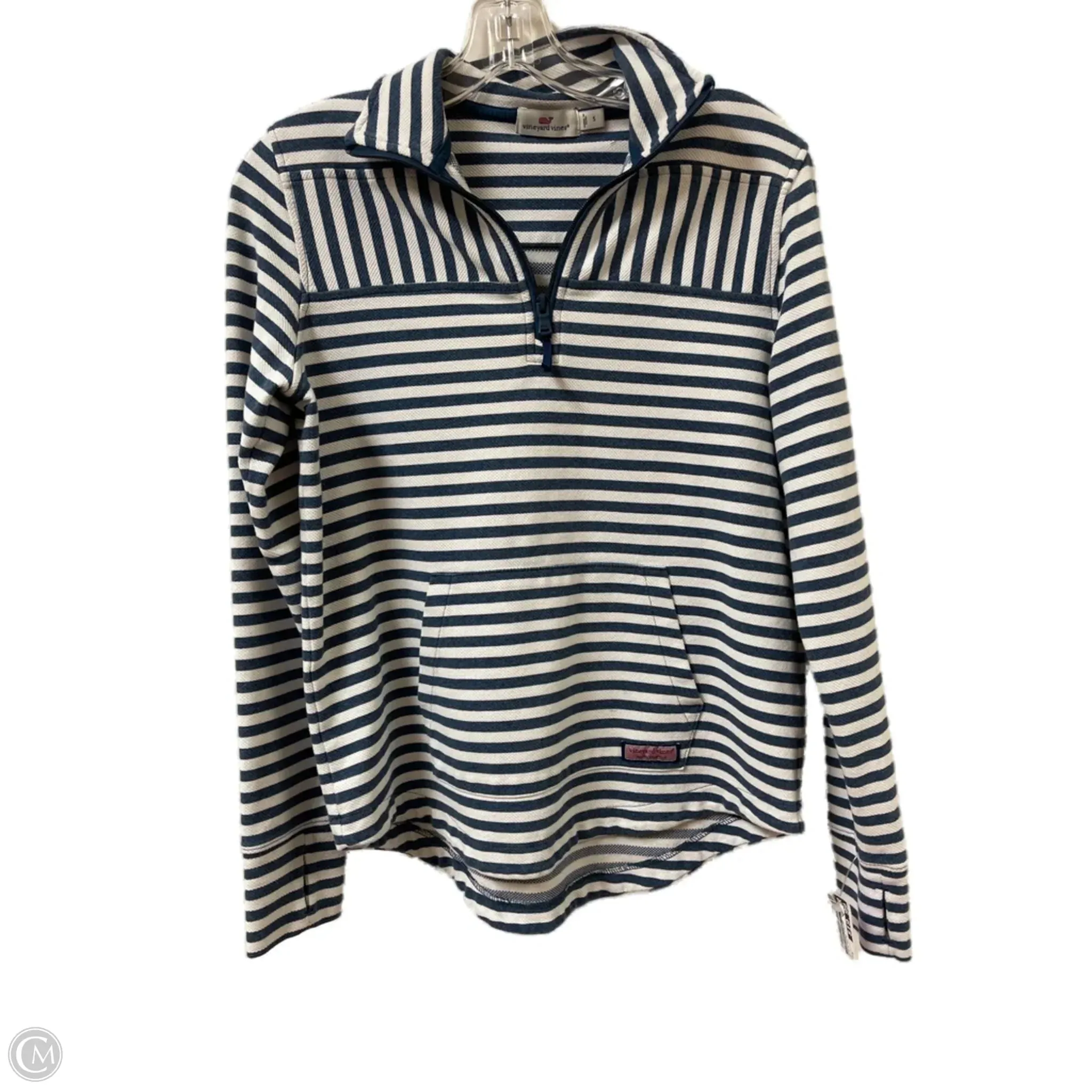 Sweatshirt Collar By Vineyard Vines In Blue & White, Size: S Trendy Sweatpants