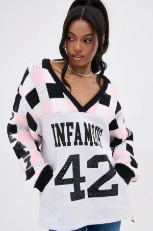 Relaxed Street Trendy Layer 42 SEQUIN PATCHWORK SWEATER