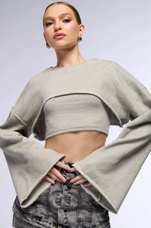LAUREN DOUBLE LAYERED SWEATSHIRT Ribbed Hem