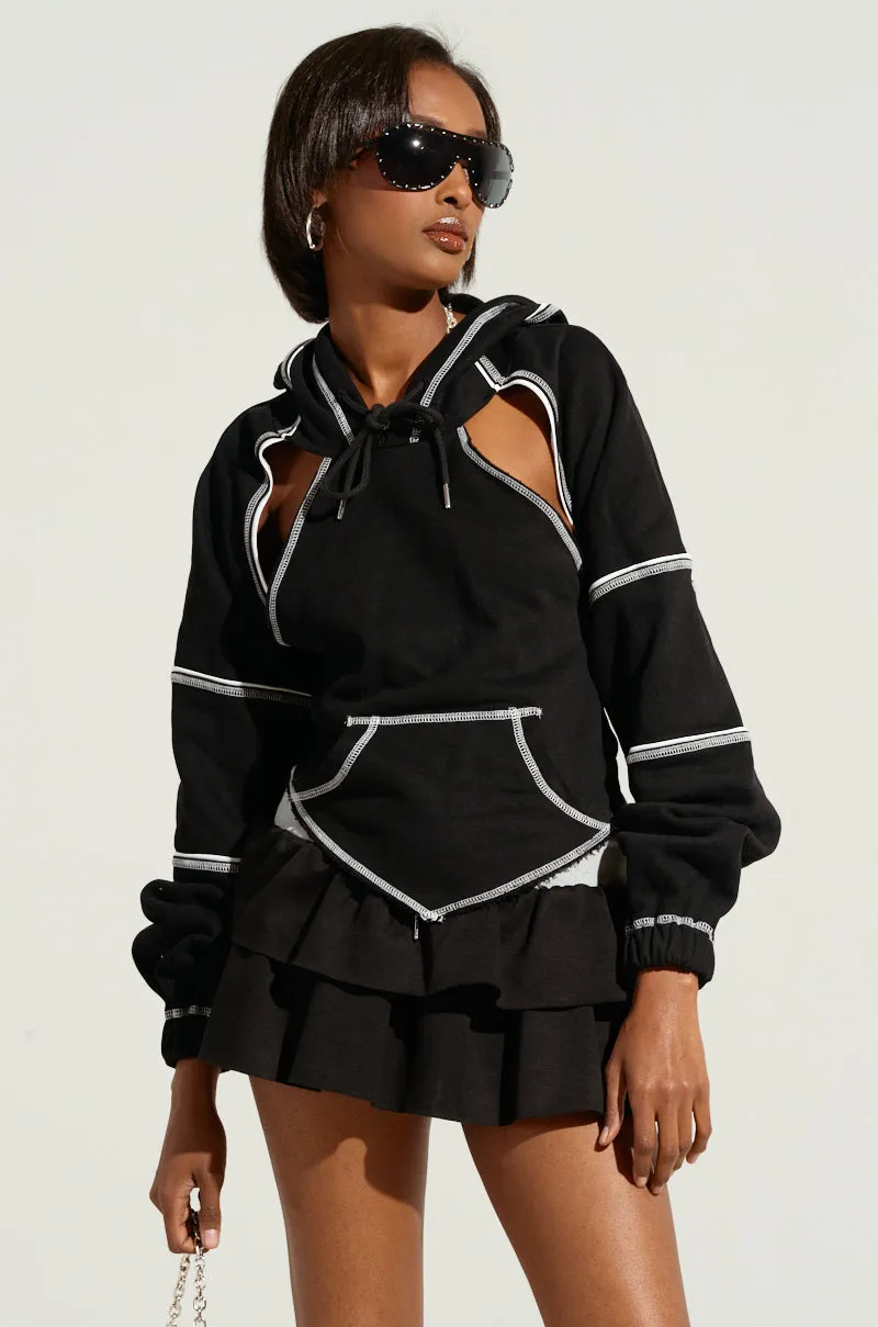 appropriate for sunny days great for presents ON A LIGHT DAY CUT OUT TIE BACK SWEATSHIRT