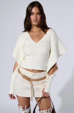 Unisex Design MELANIA LONG SLEEVE FLUTTER SLEEVE SWEATER