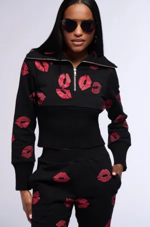 Beach Style ALL MY KISSES QUARTER ZIP SWEATSHIRT