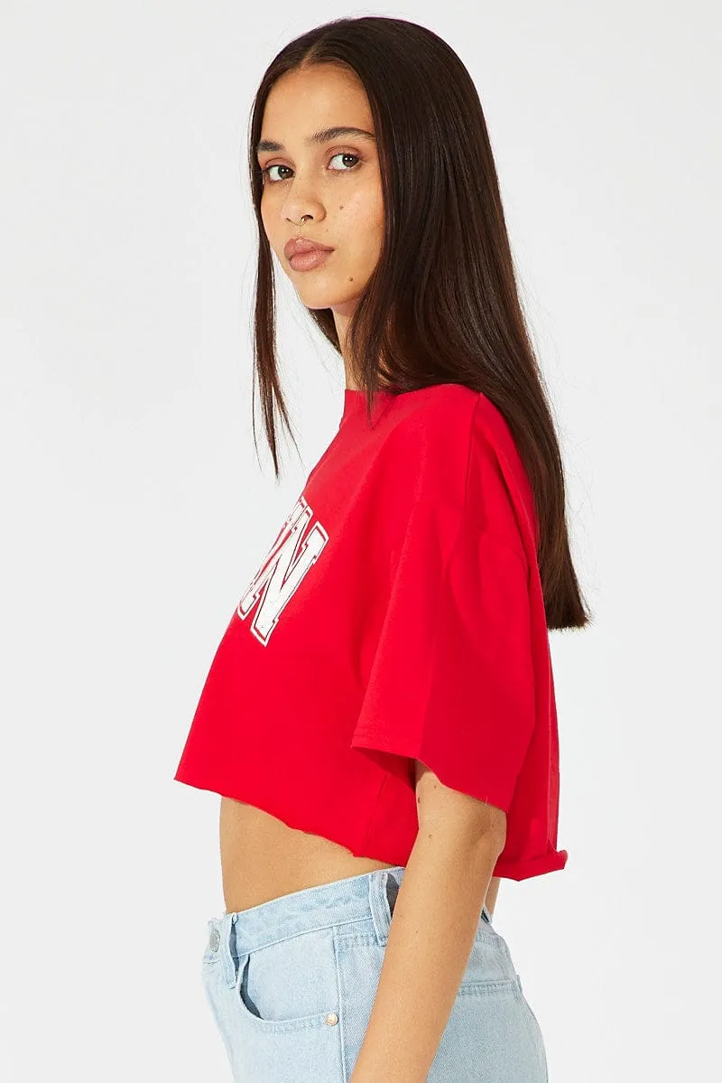 Red Graphic Tee Short Sleeve Street Ready