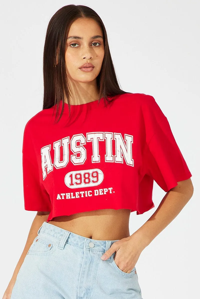 Daily Comfort Red Graphic Tee Short Sleeve