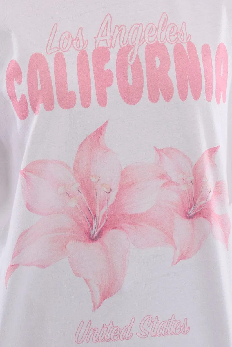 Hygroscopic Fiber Pink Graphic Tee Short Sleeve