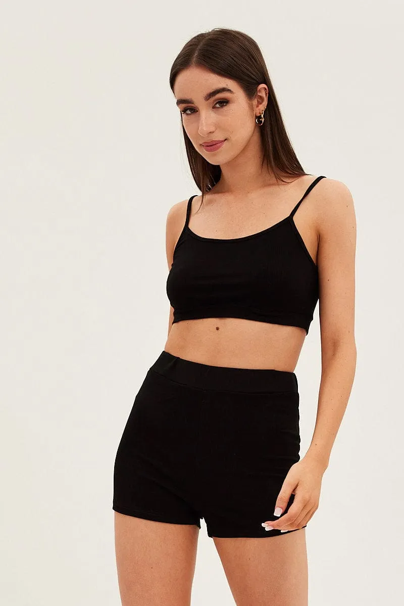 Data Mode Black Crop Singlet Loungewear Set