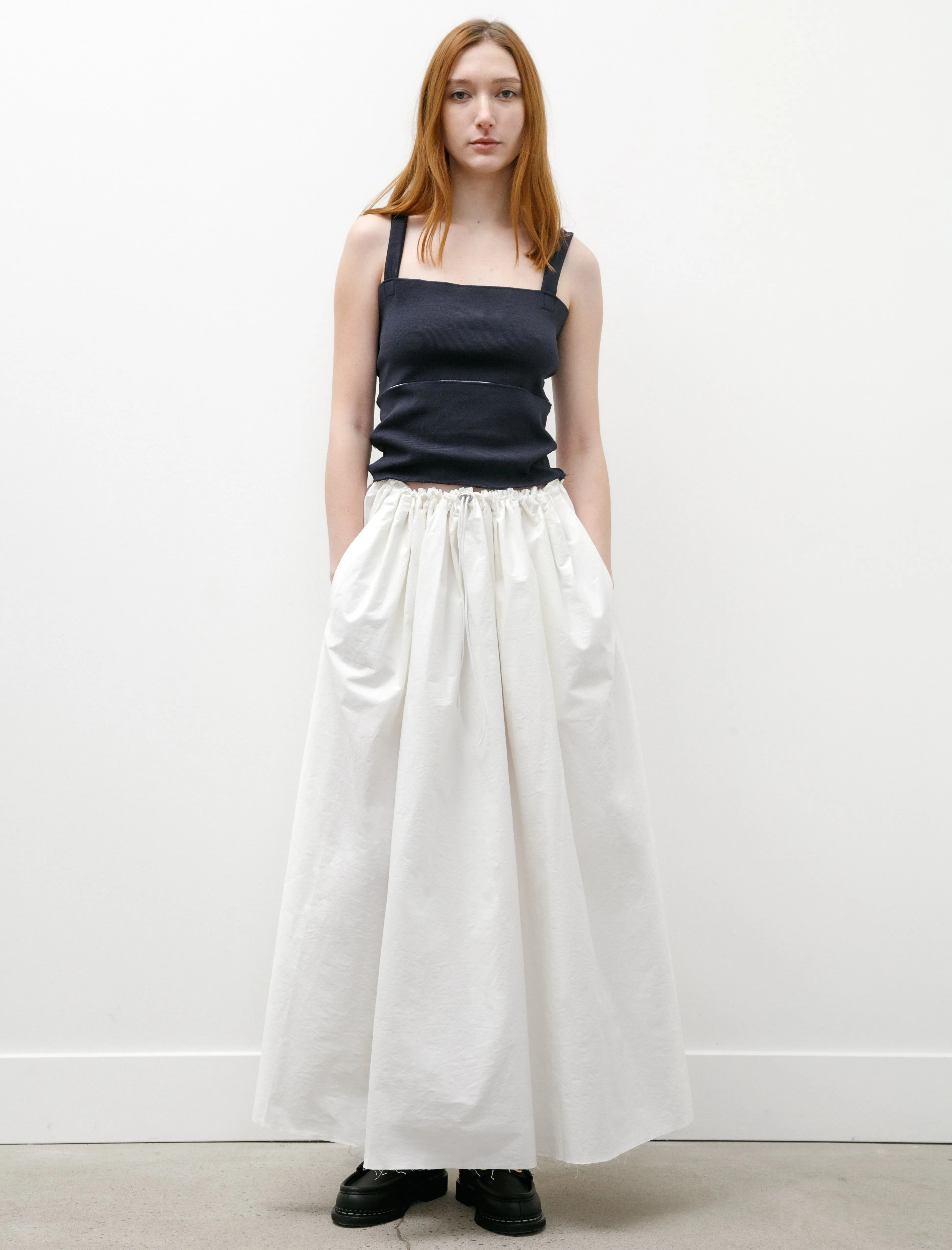 High Waist Simple Skirt Off White