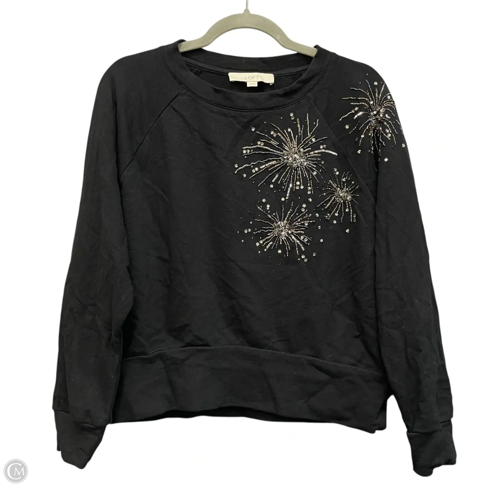 Sweatshirt Crewneck By Loft In Black, Size: Xs World Glow
