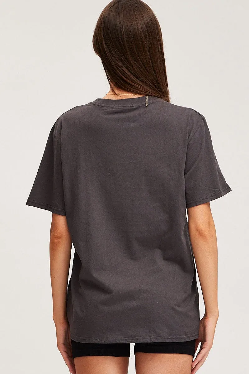 Handmade Fit Black Graphic T Shirt Short Sleeve Boyfriend