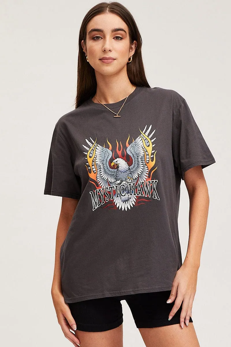 MultiFunctional Pockets Simple Fashion Black Graphic T Shirt Short Sleeve Boyfriend