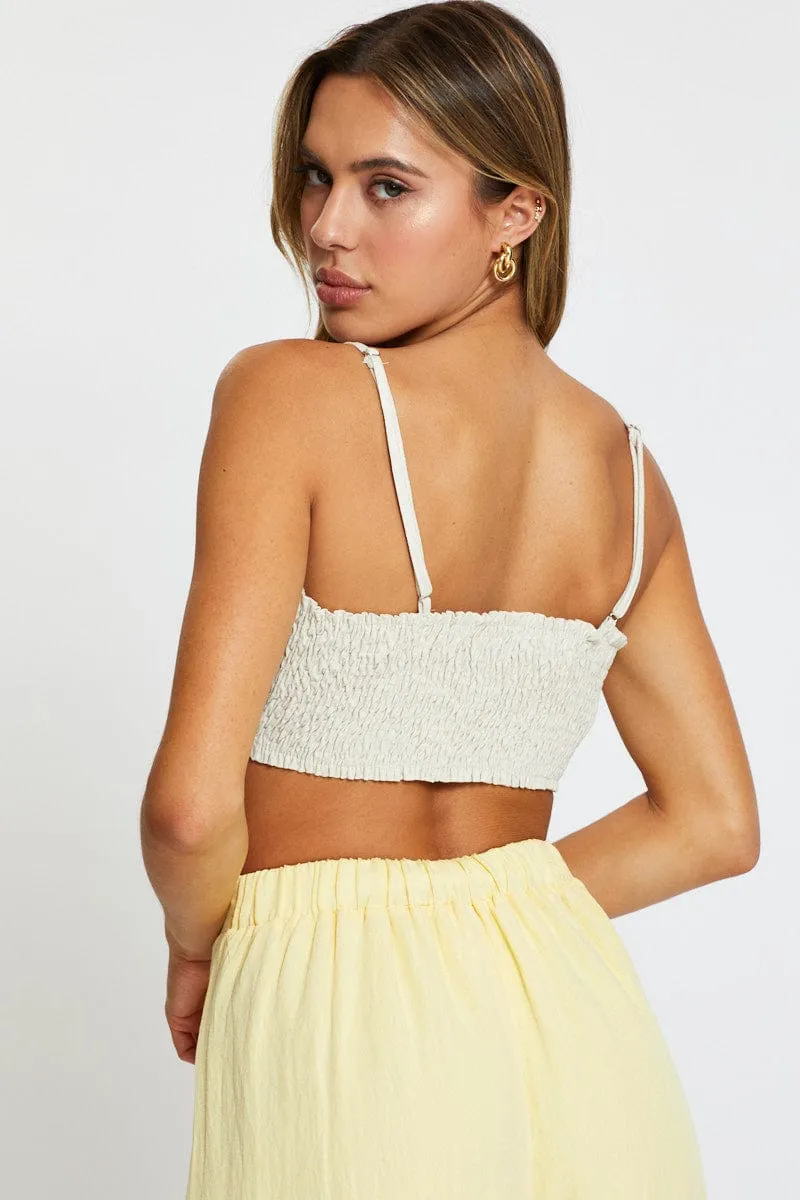 Beige Singlet Top Crop Love Glow Seamless transition