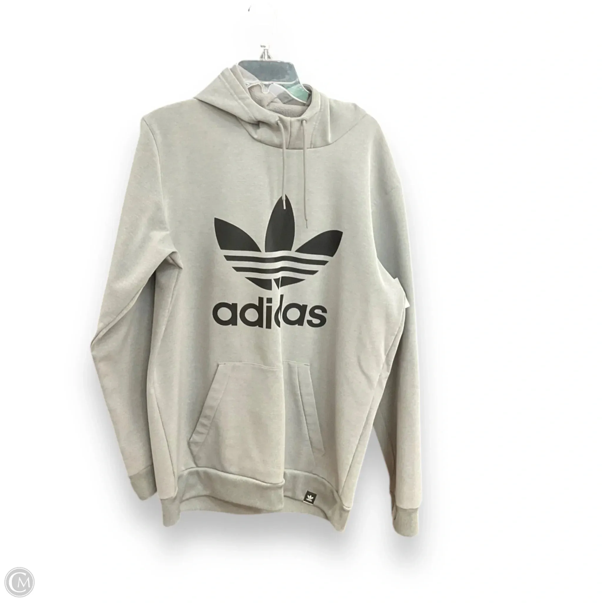 Flexible Hemline Athletic Sweatshirt Hoodie By Adidas In Grey, Size: S